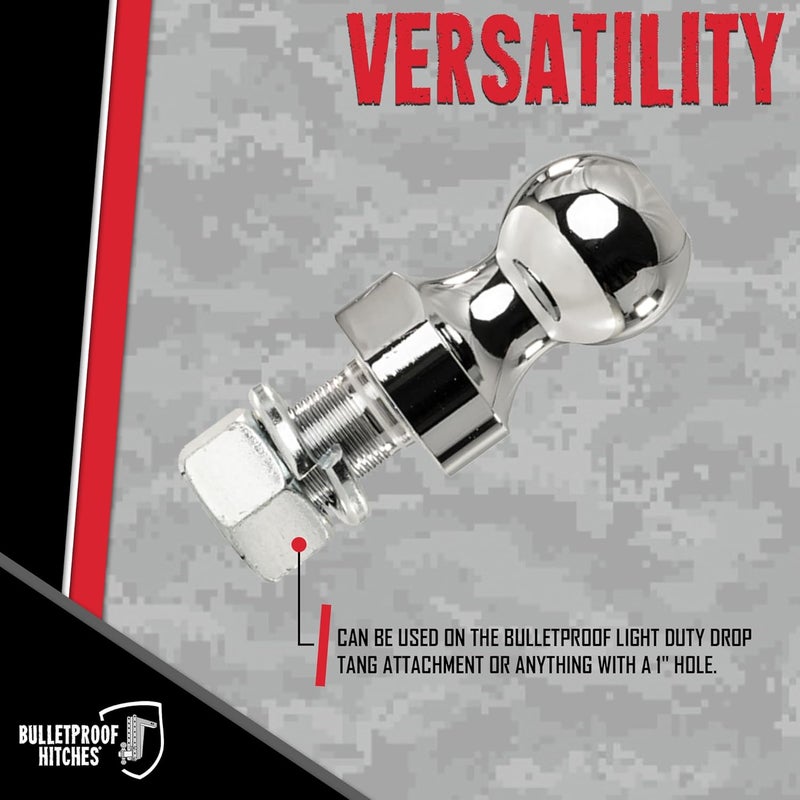 BulletProof Hitches - 1-7/8" Threaded Trailer Hitch Ball - Tow Ball Rated to 8,000 lbs with 1" Shank Diameter, 2" Shank Length - Corrosion-Resistant - Image 2